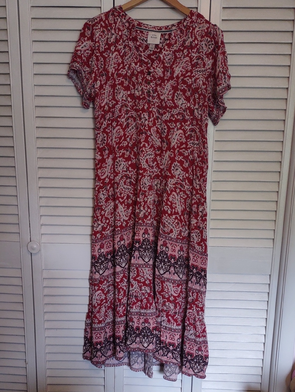 EUC Knox Rose Muted Red Paisley Dress Size Small S